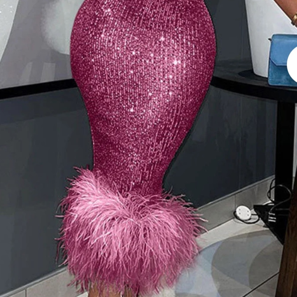 Solid Sequins Two Piece Set Pink Size Large Never… - image 2